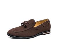 Ninepointninetynine Loafers For Men Round Toe Suede Vamp With Tassel Loafer Shoes Flat Heel Lightweight Comfortable Wedding Slip-on (Color : Brown, Size : 9 UK)