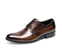 Ninepointninetynine Shoes Dress Oxford for Men Lace Up Round Burnished Toe PU Leather Derby Shoes Block Heel Non Slip Low Top Rubber Sole Slip Resistant Business (Color : Darkbrown, Size : 11 UK)