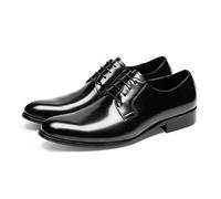 Ninepointninetynine Shoes Dress Oxford for Men Lace Up Round Burnished Toe PU Leather Derby Shoes Block Heel Non Slip Low Top Rubber Sole Slip Resistant Business (Color : Black, Size : 8 UK)