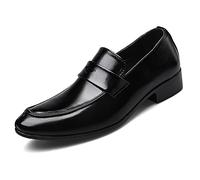 Ninepointninetynine Smoking Loafer Driving Moccasins for Men Simple Breathable Burnished Toe Penny Loafers Faux Leather Lightweight Anti-Slip Flexible Flat Heel Outdoor (Color : Black, Size : 7.5 UK