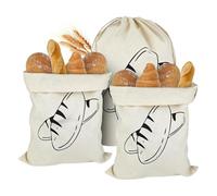 NINESHE 3 Pcs Reusable Linen Bread Bags for Homemade Bread 15.7 X 11.8 Inch Drawstring Bread Container Bags, Baking Supplies for Home