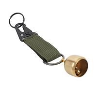 NINESHE Thickened Brass Wall Bear Bell, Strap Snap Hook Pet Bell, Crisp and Pleasant Sound Brass Bear for Survival, Biking, Fishing, Climbing (Army Green)