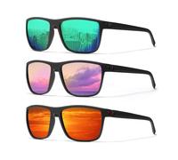 Ninesun Classic Square Sunglasses for Men and Women Lightweight Polarized Drivers Sunglasses with UV Protection, Green/Purple/Red
