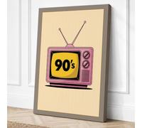 Nineties Television Retro Canvas Wall Art Print 36x24 Inch