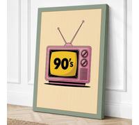Nineties Television Retro Canvas Wall Art Print 36x24 Inch