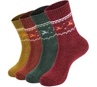 NinetoFiveLife Pack of 4 Womens Wool Socks Hiking Thick Knit Outdoor Recreation Soft and Comfortable Terry