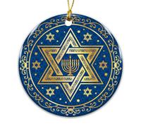 Ninety-Seven | Hanukkah Ornament Ceramic - Spiritual Gift for Men Women - Christmas Ornament for Tree Decorations - Hanukkah Holiday Decorations for Home,