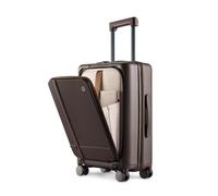 NINETYGO Coffee Journey Luggage Airline Approved, Carry On with Front Compartment, Flat Top Opening Checked Luggage, Expandable, Double Spinner Wheels TSA Lock, 04-Dark Chocolate Americaco, Carry-On