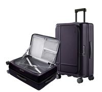 NINETYGO Medium Checked Luggage 25 Inch, Flat Top Opening Check In Luggage with Cup Holder, Expandable, Lightweight PC Hard Shell, Eco-Friendly, TSA Lock, 360° Spinner Wheels (Blackcurrant Oolong)