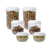 NINEWEEN 6 Pieces Pet Food Storage Containers, Clear Dog and Cat Treat Jars with Lid, Portable Snack and Cookies Organizer Boxes for Kitchen, Cabinet, Countertop and Pantry