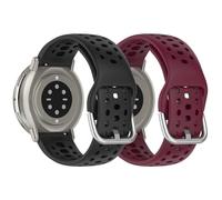 NineXuan 20mm Soft Silicone Bracelet for Hama 8900 1.43" Replacement Watch Band, Wristbands Straps for Hama Smartwatch Accessory (Black+Wine Red)