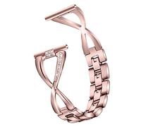 NineXuan Metal Strap Compatible for Hama 8900 1.32" Watch Band, 18 mm Stainless Steel Watch Band for Hama 8900 1.32" Bracelet Replacement Strap (Pink)