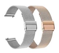 NineXuan Quick Release Watch Strap for TRAUSI TG08,Metal Wristband for Men Women,Adjustable Replacement Bracelet for TRAUSI Smart Watch Band，Silver+Rose Gold