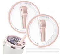 NINFEIQI 2 Pack 40oz Tumbler Flip Straw Lid Replacement, Spill Proof Splash Resistant Tumbler Lids, Tumbler Flip Straw Lid for Stanley Accessories