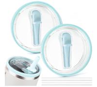 NINFEIQI 2 Pack 40oz Tumbler Flip Straw Lid Replacement, Spill Proof Splash Resistant Tumbler Lids, Tumbler Flip Straw Lid for Stanley Accessories