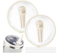 NINFEIQI 2 Pack 40oz Tumbler Flip Straw Lid Replacement, Spill Proof Splash Resistant Tumbler Lids, Tumbler Flip Straw Lid for Stanley Accessories