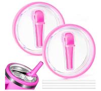 NINFEIQI 2 Pack 40oz Tumbler Flip Straw Lid Replacement, Spill Proof Splash Resistant Tumbler Lids, Tumbler Flip Straw Lid for Stanley Accessories