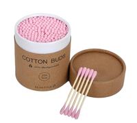 NINFEIQI 200Pcs Bamboo Cotton Buds, Bamboo Cotton Ear Cleaning Buds, Cotton Swabs with Double Round Tip for Makeup, Cleaning, Eyebrows, Nails