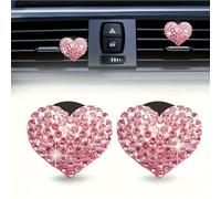 NINFEIQI 2Pcs Bling Crystal Car Scent Diffuser, Heart Shape Decorative Car Air Freshener Clip, Cute Air Conditioner Bedazzled Decoration Accessories for Women Girls