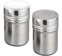 NINFEIQI 2Pcs Icing Sugar Shaker, Chocolate Duster for Coffee, Stainless Steel Sifter Bottle with Fine Mesh Sieve for Salt, Spice, Powdered, Pepper of Baking Seasoning Jars