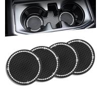 NINFEIQI 4Pcs Car Cup Holder Coaster, Universal Vehicle Holder Insert Coaster, Silicone Anti Slip Bling Crystal Rhinestone Auto Accessories