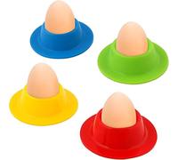 NINFEIQI 4Pcs Egg Cups Set, Colorful Egg Cups Stand, Silicone Boiled Egg Holder for Kids Breakfast Camping, Drop-Proof and Machine Washable