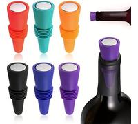 NINFEIQI 6pcs Generic Silicone Screw Bottle Stoppers, Reusable Silicone Beverage Bottle Sealer Replacement with Grip Top for Cork to Keep The Wine Fresh