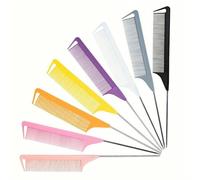 NINFEIQI 8 Packs Rat Tail Combs, Fine Tooth Parting Combs with Stainless Steel Pintail for Braiding Hair Sectioning Teasing Styling