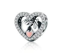 NINGAN 925 sterling silver Love pendant I love you dangle charm with shiny 5A zircon for women bracelet gifts to wife friends