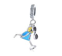 NINGAN 925 Sterling Silver Summer Cold Drink Pendant Sunglasses charm for Women bracelets Beach travel Jewelry Gift