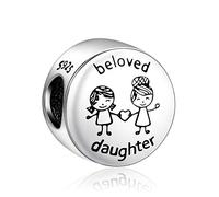 NINGAN Beloved Daughter Charm fits Pandora Charms Bracelet 925 Sterling Silver Love Charm - Mother's Day Birthday Jewelry Gift for Women