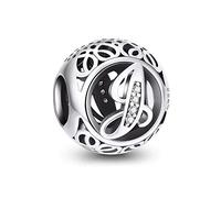 NINGAN Letter Alphabet Charm 925 Sterling Silver Charms Fits European Bracelets Compatible (K)