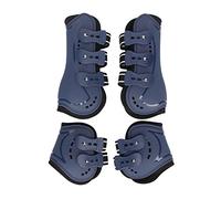NINGANME Horse Tendon Boots, Open Front Adjustable Fetlock Boot Set of 4, Breathable Jumping Boots with Ventilation Holes for Front and Hind Legs, PU and Neoprene Protection (L)
