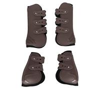 NINGANME PU Horse Legguard Set, Thickened Horse Leg Protector with Soft Lining, Durable Front and Rear Leggings for Impact Absorption, Brown Protective Gear for All Weather (M)