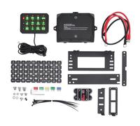 NINGANME RGB 12 Gang Switch Panel, Auxiliary Circuit Control Box with 3 Silicone Buttons, 5 Brightness Levels and 11 Color Modes, IP66 for 12V - 24V Vehicles