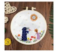 NingBright Needle Point Kits Adults DIY Stamped with Pattern Halloween Pumkin Witch with Hoops Cloth Color Threads Cross Stitch Needlework Students Art Projects(#3)