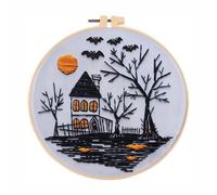 NingBright Needle Point Kits Adults Halloween Bat Skeleton Stamped Cross Stitch Needlepoint DIY Gothic Starter Art Projects(#2)