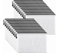 Ningchuya 20Pcs A4 Zip Wallets, 24x34cm Mesh Zipper Pouch Plastic Document Folder for Organization Puzzles Travel & Office Supplies, Black
