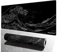 Ningchuya Large Mouse Mat, Extended Gaming Mouse Pad 700x300mm, Non-Slip Rubber Base with Stitched Edges, Computer Keyboard Pad Mat for Gaming, Office & Home (70x30 Waveblack02)