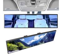 NINGFIST Broadway Car Rear View Mirror HD Anti Glare Universal 12 Inch large Field of View Panoramic Rearview Mirror with Wide Angle Blue Tint for Car SUV and Truck