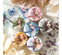 Ningmo 6 Rolls Washi Tape Set, PET Transparent Decorative Stickers, Butterfly Girls Washi Decorative, Bullet Journals, Planner, Art for Crafts (03)