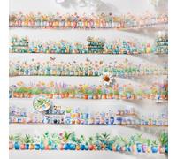 Ningmo Scrapbook Stickers, 6 Rolls Flower Stickers, Transparent PET Scrapbooking, Butterfly Flowers for DIY Photo Album, Diary, Scrapbooking, Luggage, Calendar, Wall