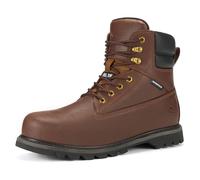 NINGO Men's 6 Inch Round Toe Work Boots Steel Toe Boots Full Grain Leather Construction Boots EH Safety Boots Size 7-13, Brown Waterproof Steel Toe Cap, 11.5 UK