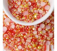 NingPower 100g Flat Back Half Round Faux Pearls, Gradient Colors Small Pearls Beads for DIY Crafts, Wedding, Birthday Party, Home Decoration, Nail Art, 3mm