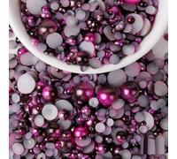 NingPower 100g Flat Back Half Round Faux Pearls, Gradient Colors Small Pearls Beads for DIY Crafts, Wedding, Birthday Party, Home Decoration, Nail Art, 3mm