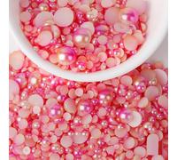 NingPower 100g Flat Back Half Round Faux Pearls, Gradient Colors Small Pearls Beads for DIY Crafts, Wedding, Birthday Party, Home Decoration, Nail Art, 3mm