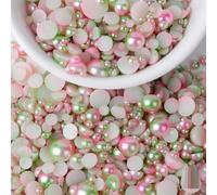 NingPower 100g Flat Back Half Round Faux Pearls, Gradient Colors Small Pearls Beads for DIY Crafts, Wedding, Birthday Party, Home Decoration, Nail Art, 3mm