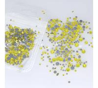 NingPower 2000 Pcs Mixed Sizes Rhinestones Flatback Artificial Crystal Gem for Crafts Projects, Nail Art, 2mm-5mm, Yellow