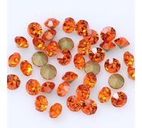 NingPower 2880 Pcs Orange Round Glass Rhinestones Pointed Bottom Artificial Crystal Gem for Arts Crafts Projects Sewing Accessories, 3.5mm