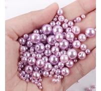 NingPower 50g Round Faux Pearls with Hole, 3mm-10mm Mixed Sizes, Small Pearl Beads for Jewelry Making, Hair Accessories, Crafts, Purple